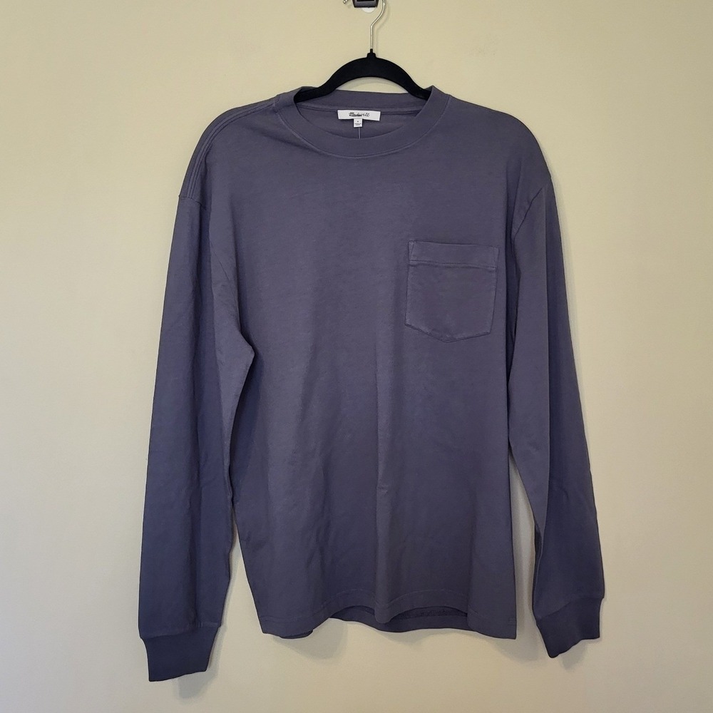 Madewell‎ Mens Long Sleeve Vintage Pocket Tee Slate Blue Small NWT - Picture 2 of 4